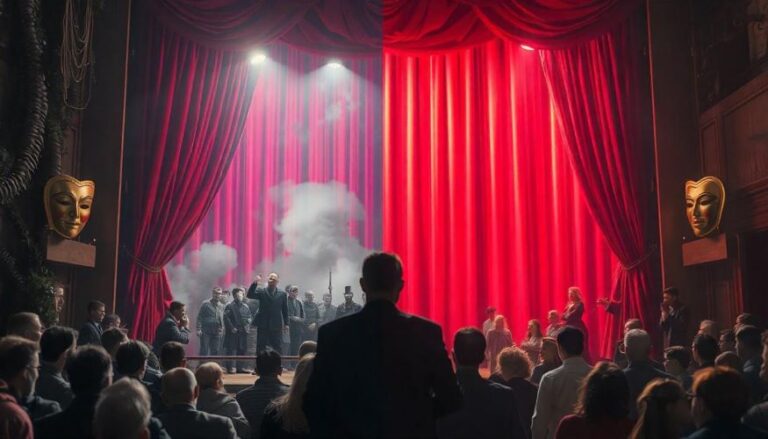 Vivendo em um Teatro. Eles controlam os recursos, manipulam informações e criam narrativas que os favorecem.