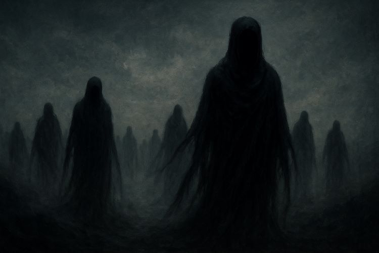 A Marcha dos Sem-Alma. Quando o último farol se apagou nas Montanhas de Grelh, o véu entre os mundos se rasgou, não com violência,