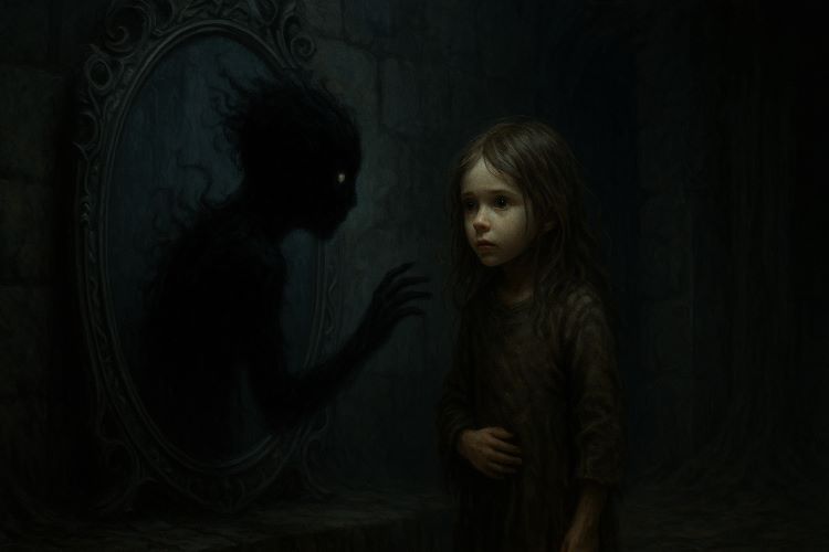 🜖 A Infância da Sombra - Capítulo XXVIIINas profundezas onde nenhuma vela ousa arder, algo se move — não um monstro