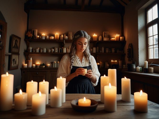 As Velas que Guardam Segredos. No ateliê de Marina, o silêncio é quase sagrado. Em meio a prateleiras de madeira cheias de vidros com ervas  