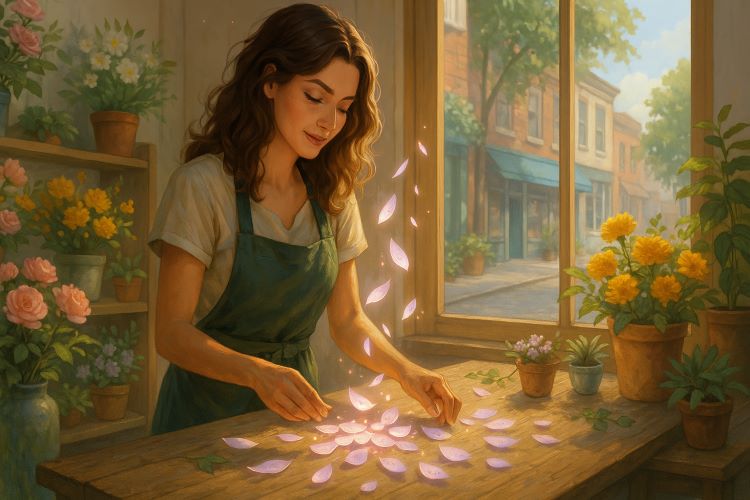 A Mensagem nas Pétalas. Apenas flores. Muitas flores. E um aroma doce que parecia sussurrar memórias esquecidas.