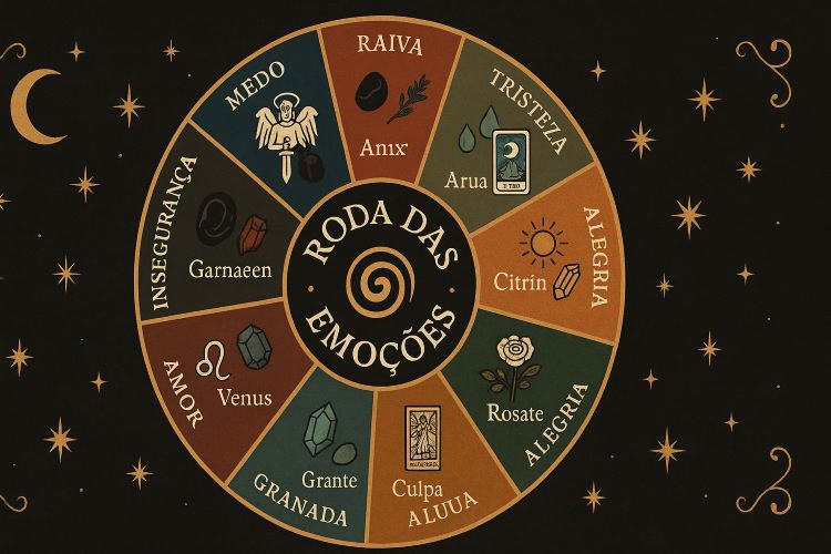 Roda das Emoções: jogo de desbloqueio com correspondência esotérica. Você já sentiu algo que não sabia nomear?