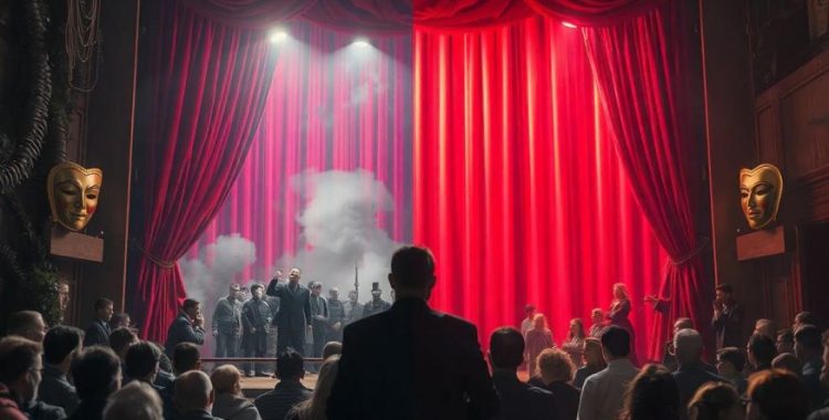 Vivendo em um Teatro. Eles controlam os recursos, manipulam informações e criam narrativas que os favorecem.